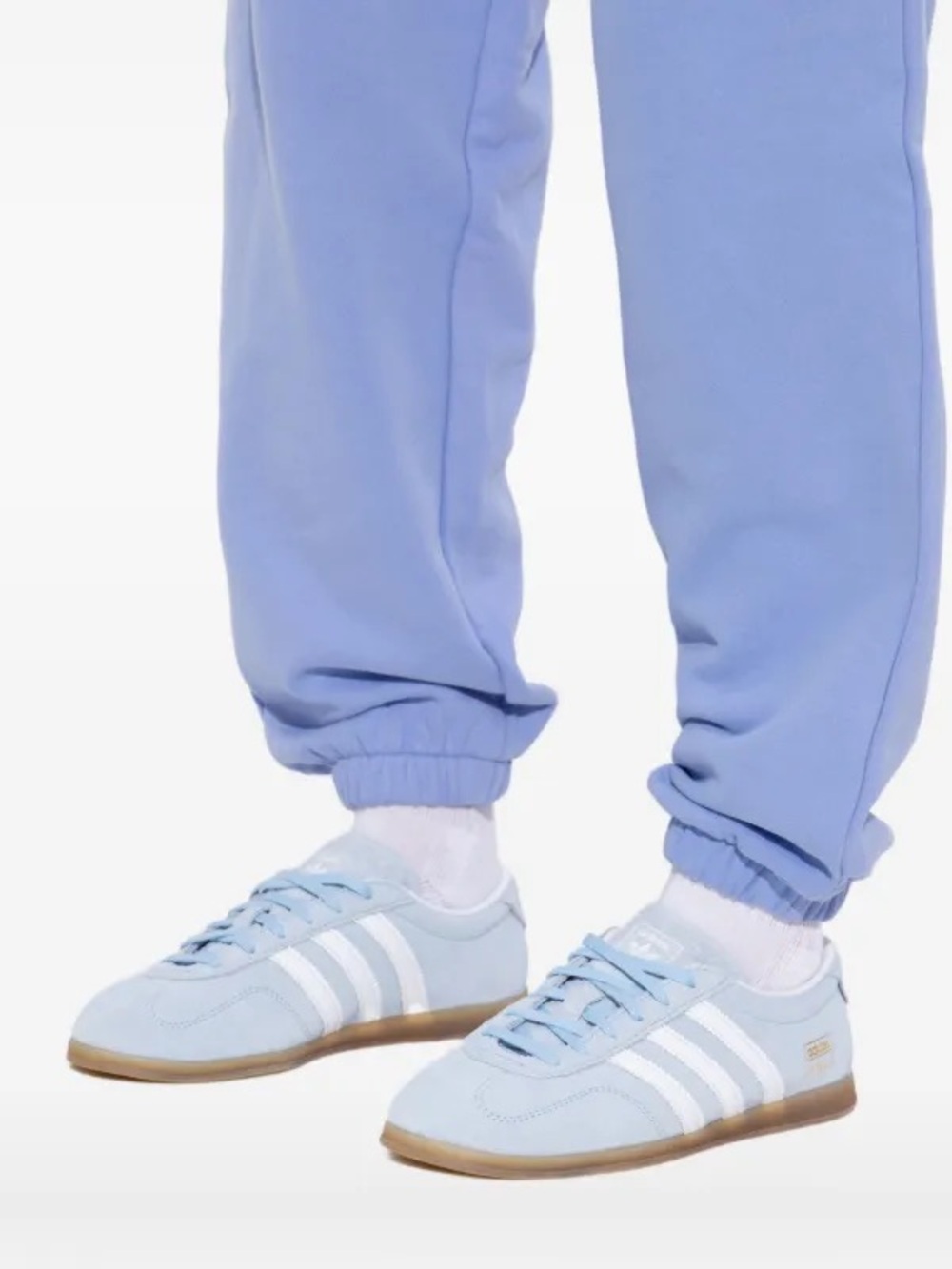 adidas Women’s Light Blue and White Gazelle-Style Sneakers